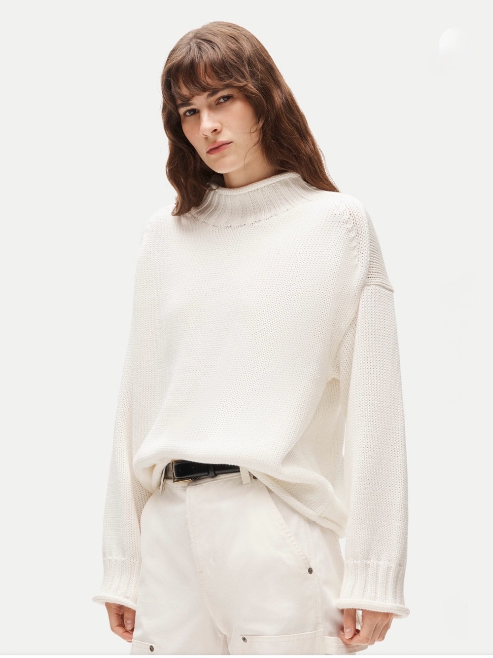 NWT J.Crew 2025 Rollneck Cotton Sweater in Ivory Size L